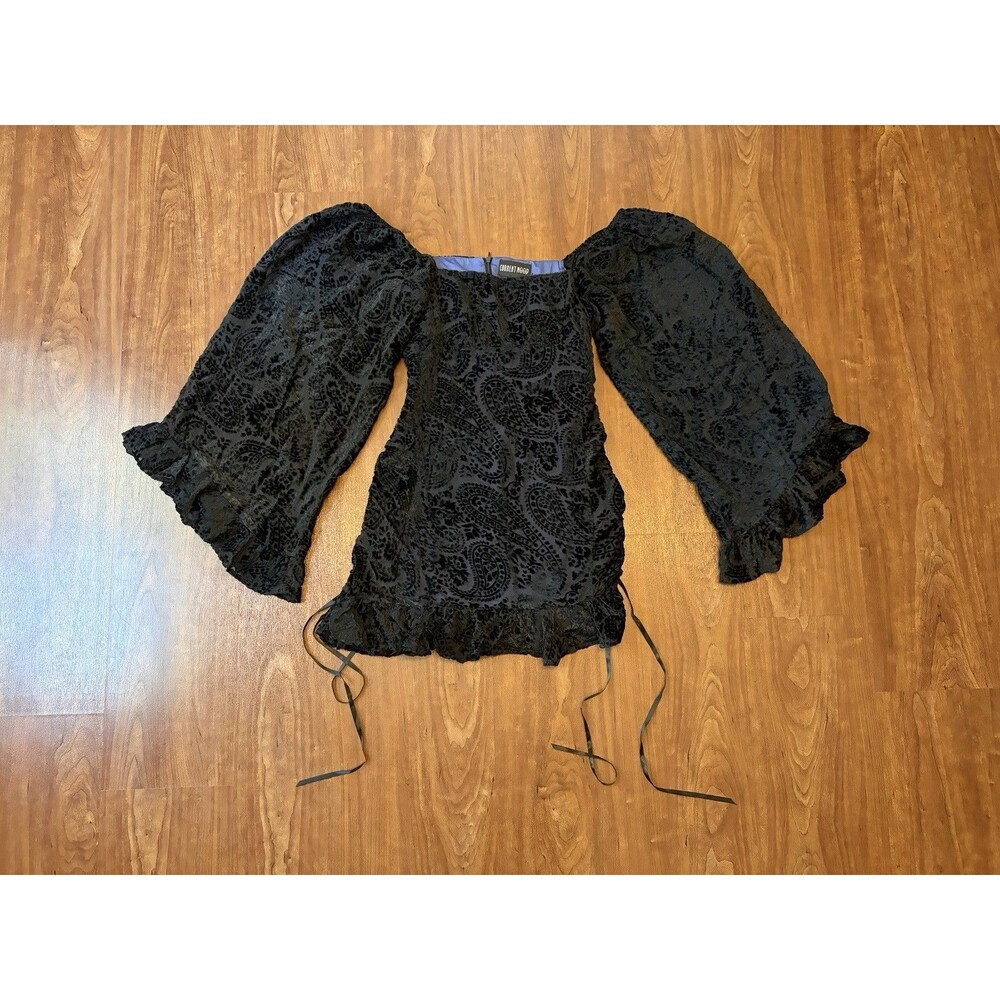 Dolls Kill Current Mood It's A Wild World Mini Dress Velvet Paisley Black Small